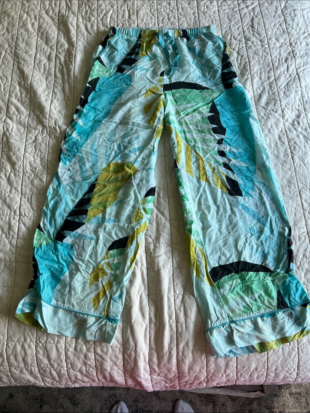 Stars Above Light Blue Tropical Print Pajama Pants